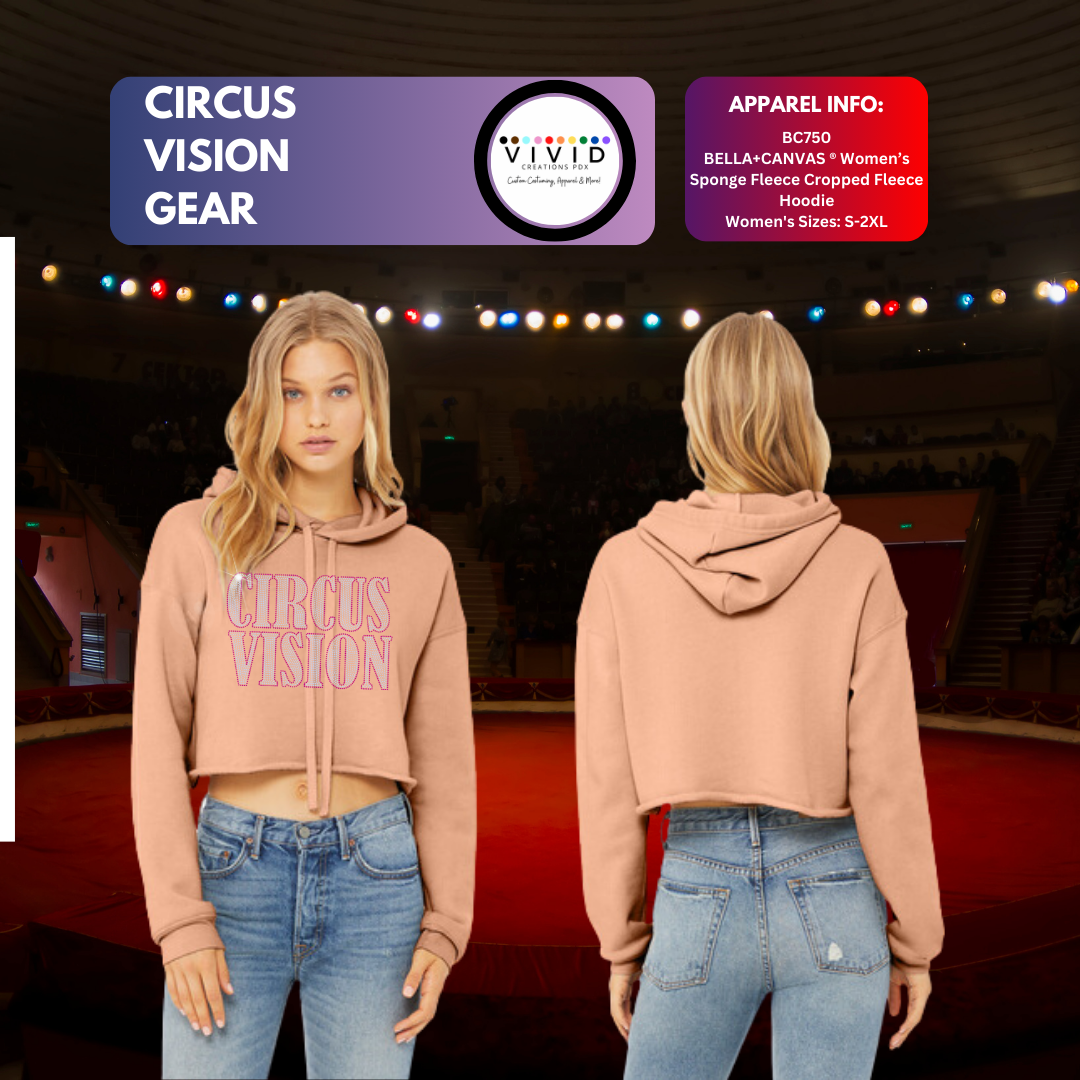 Cropped Hoodie-Circus Vision Full Bling Text Logo