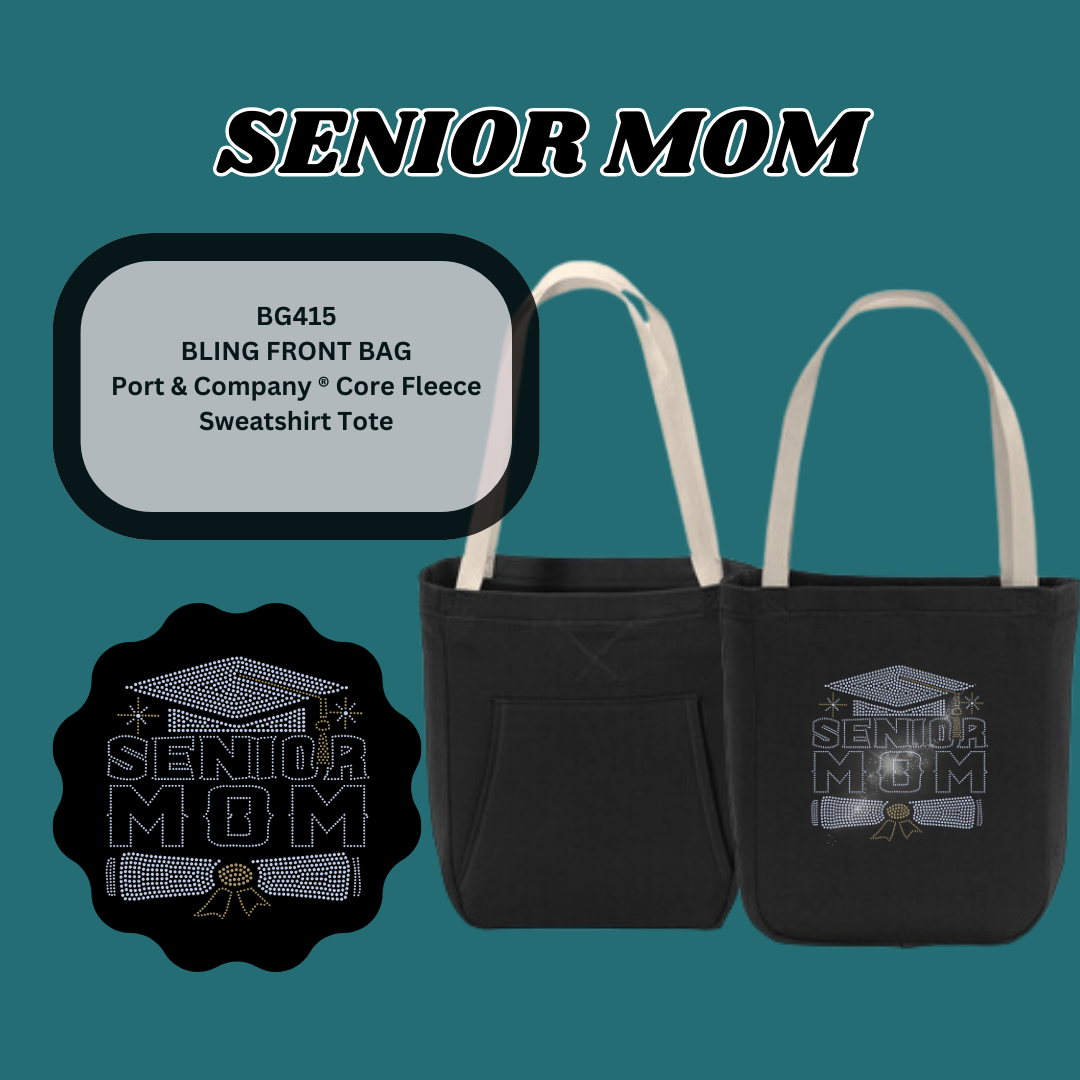 "Senior Mom" Hoodie Inspired Tote Spangle Bling Design
