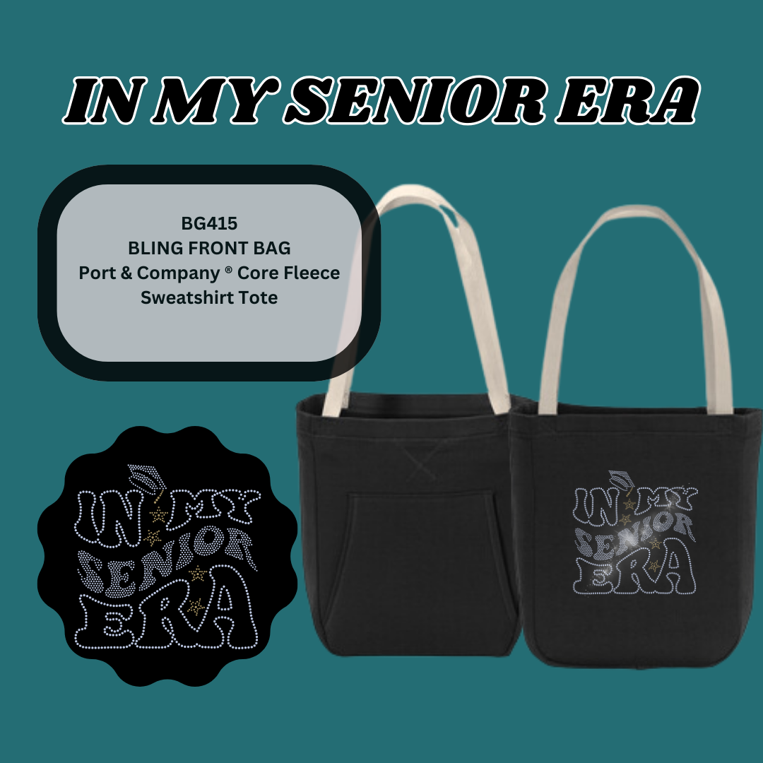 "In My Senior Era" Hoodie Inspired Tote Spangle Bling Design