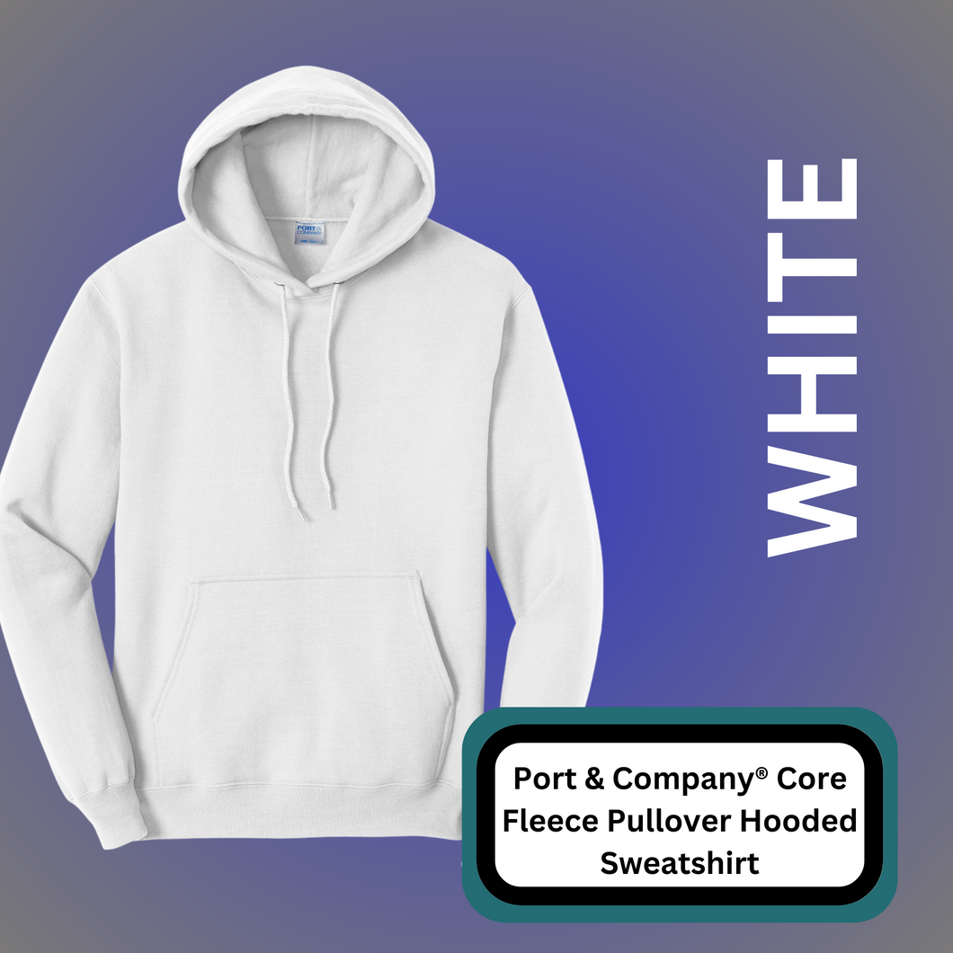 Port & Company® Core Fleece Pullover Hooded Sweatshirt (WHITE)