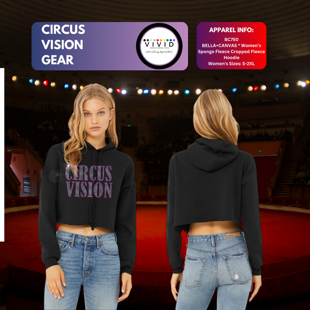 Cropped Hoodie-Circus Vision Full Bling Text Logo