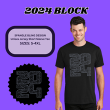 Load image into Gallery viewer, &quot;2024 Block&quot; Unisex Tee Spangle Bling Design
