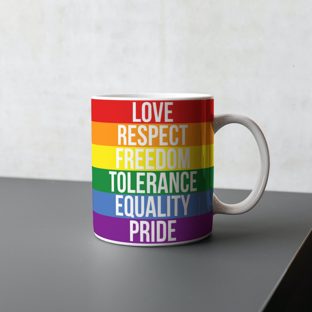 Love Respect Pride 11oz Sublimation Print Ceramic Mug