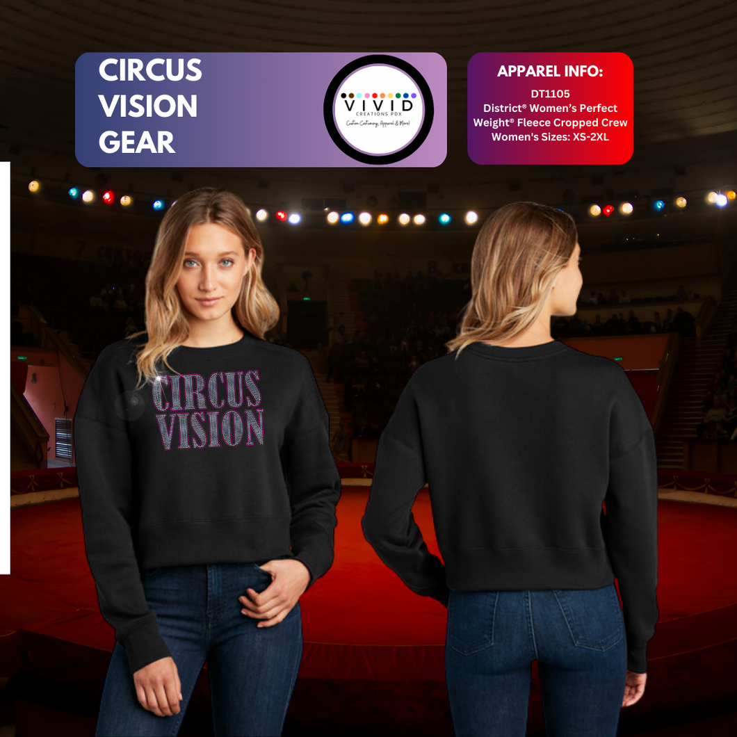 Cropped Crewneck -Circus Vision Full Bling Text Logo