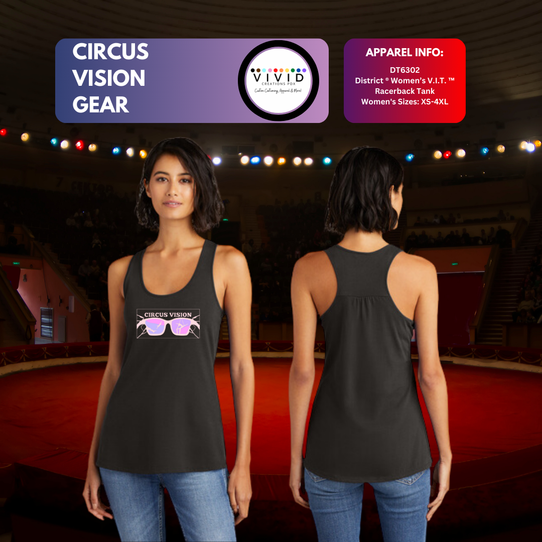 Ladies Racerback Tank-Circus Vision Logo