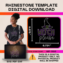 Load image into Gallery viewer, Witch Please | Digital Template | ss10 hotfix rhinestones design | SVG file for Cricut, Cameo and others |
