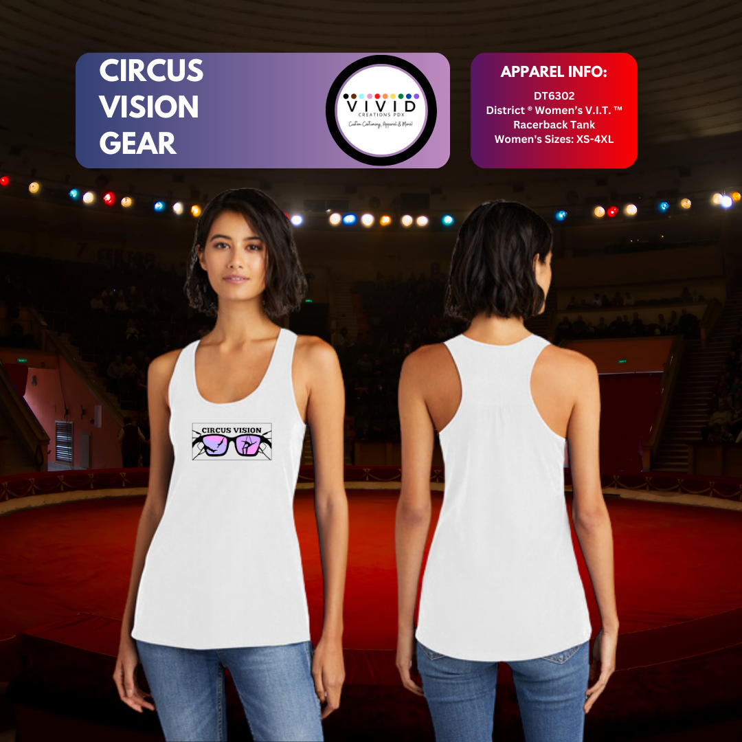 Ladies Racerback Tank-Circus Vision Logo