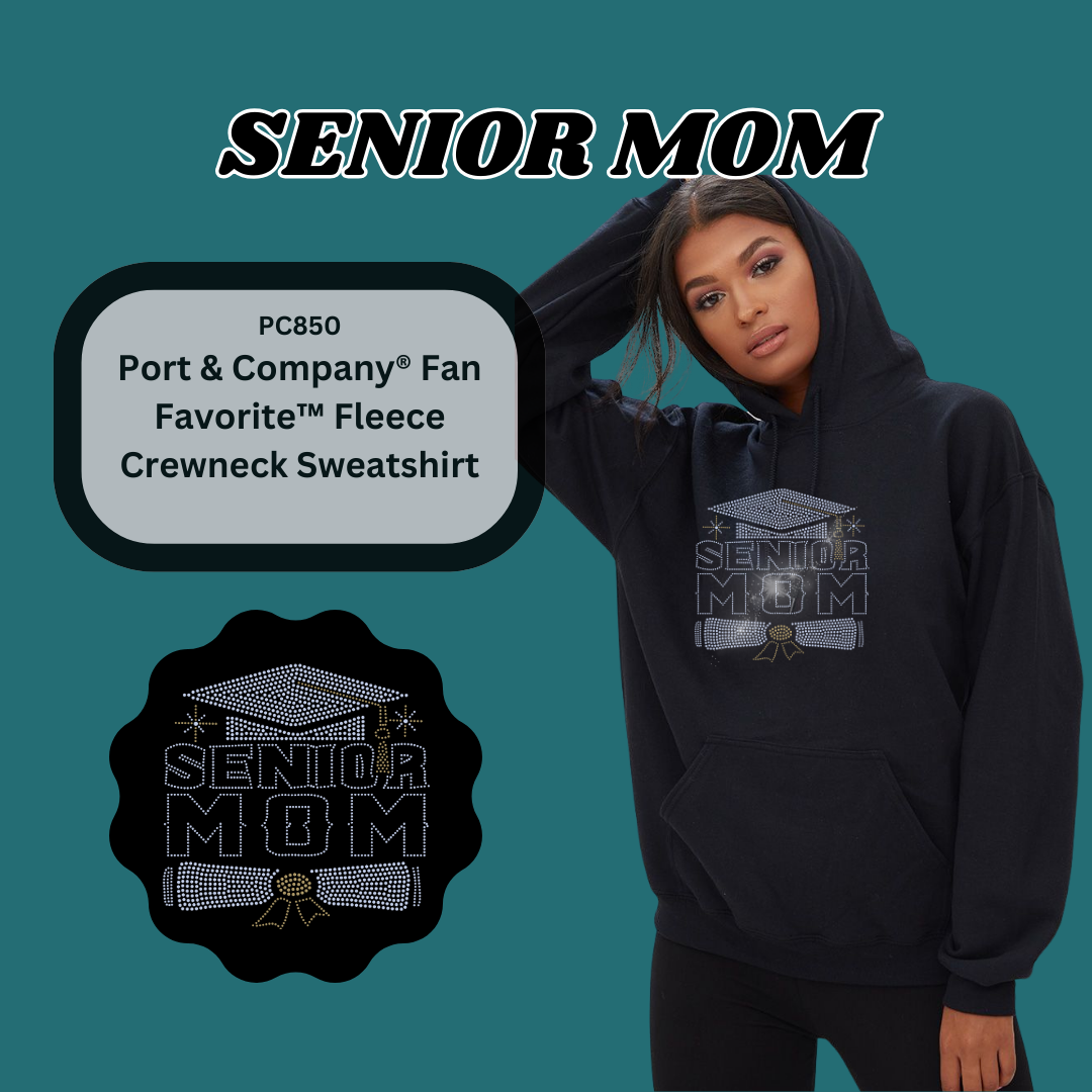 "Senior Mom" Hoodie Sweatshirt Spangle Bling Design