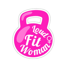 Load image into Gallery viewer, LOUD FIT WOMAN- PINK KETTLEBELL LOGO- Kiss-Cut Stickers
