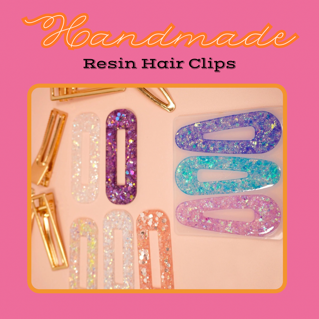 Handmade Glitter Resin Hair Clips