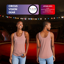 Load image into Gallery viewer, Ladies Scoop Back Tank-Circus Vision Text Bling Logo
