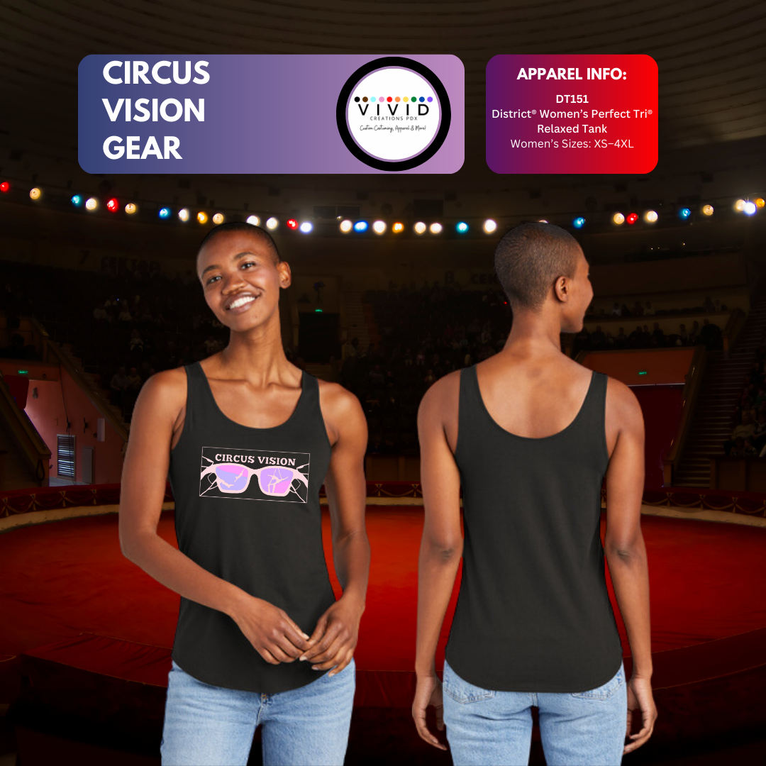 Ladies Scoop Back Tank-Circus Vision Logo