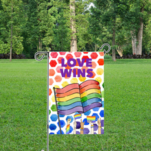Load image into Gallery viewer, LOVE WINS WATERCOLOR GARDEN FLAG
