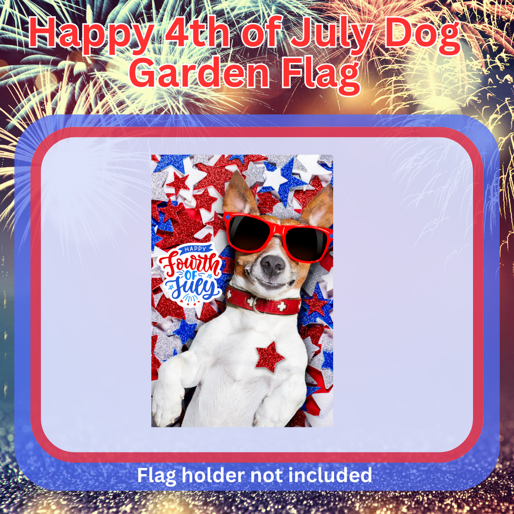 Happy 4th of July Dog GARDEN FLAG